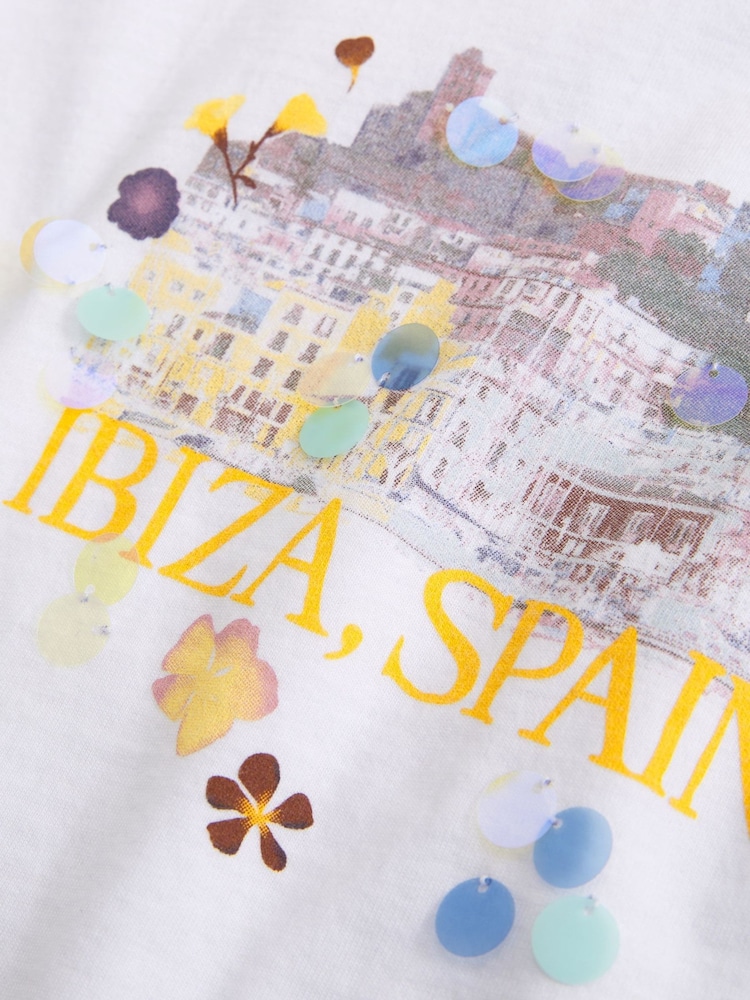 Abercrombie & Fitch White Graphic Crew Neck Short Sleeve T-Shirt - Image 2 of 2