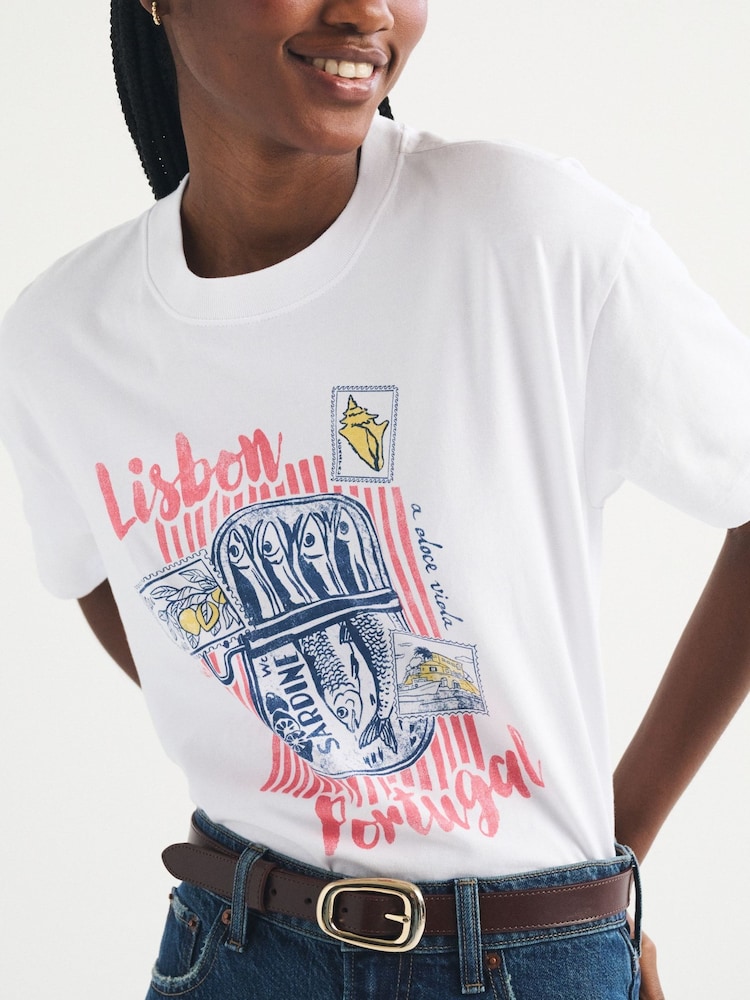 Abercrombie & Fitch White Lisbon Graphic Oversized T-Shirt - Image 2 of 7 Abercrombie & Fitch White Lisbon Graphic Oversized T-Shirt - Image 2 of 7