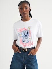 Abercrombie & Fitch White Lisbon Graphic Oversized T-Shirt - Image 3 of 7