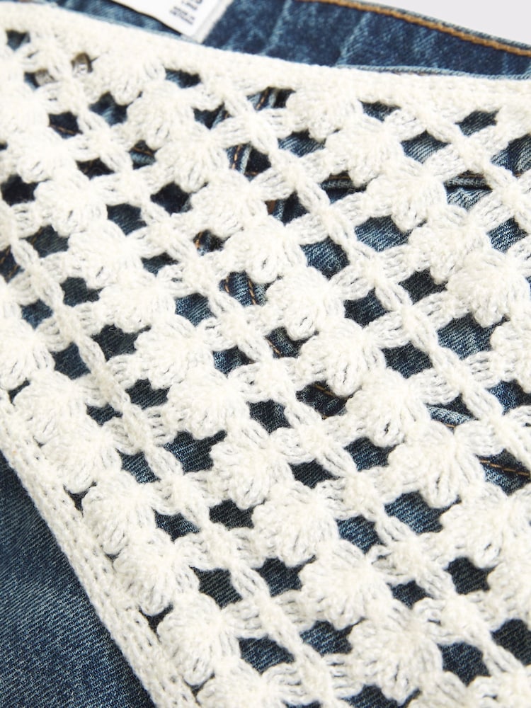 Abercrombie & Fitch Blue Low Rise Crochet Scarf Ultra Loose Jeans - Image 10 of 10