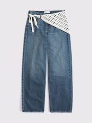 Abercrombie & Fitch Blue Low Rise Crochet Scarf Ultra Loose Jeans - Image 9 of 10