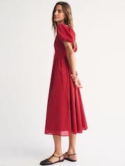 Crveno - Abercrombie & Fitch Emerson Puff Sleeve Midi Dress - Slika 3 od 5