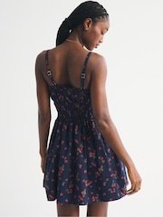 Abercrombie & Fitch Blue Strappy Smocked Waisted Mini Dress - Image 4 of 6