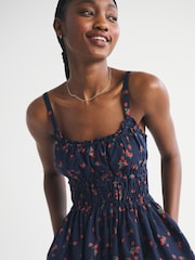 Abercrombie & Fitch Blue Strappy Smocked Waisted Mini Dress - Image 5 of 6