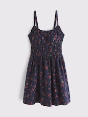 Abercrombie & Fitch Blue Strappy Smocked Waisted Mini Dress - Image 6 of 6