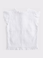 Abercrombie & Fitch White Linen Tie Back Smocked Top - Image 4 of 4