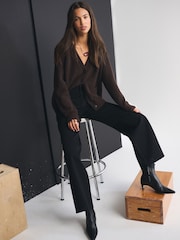 Crno - Abercrombie & Fitch High Rise široke farmerke - Slika 1 od 7