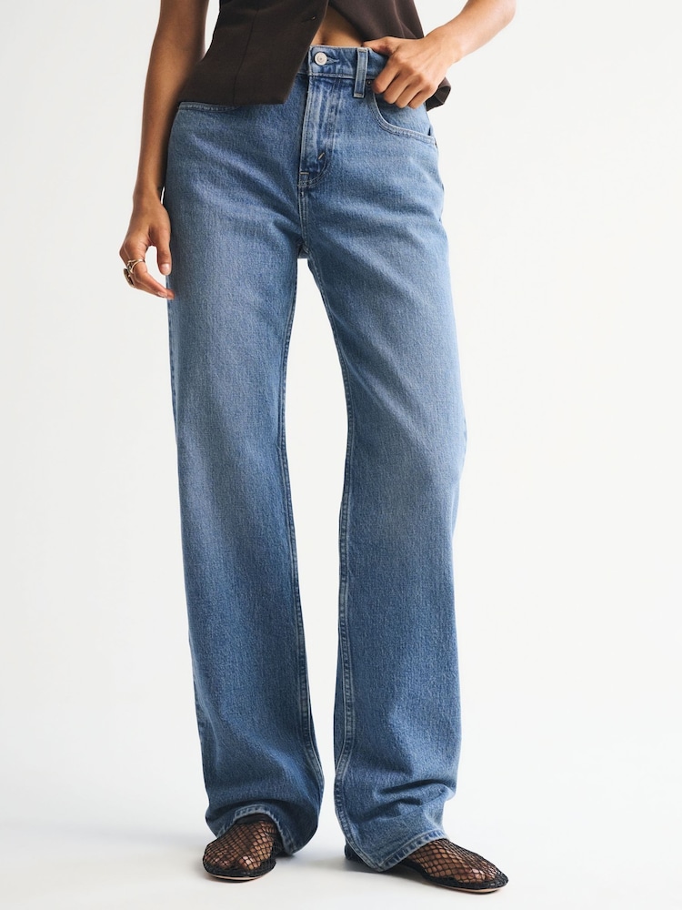 Svetlo Plavo - Abercrombie & Fitch High Rise 90's Relaxed Jeans - Slika 2 od 7