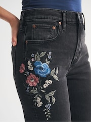 Abercrombie & Fitch Black High Rise 90's Relaxed Floral Embroidered Jeans - Image 5 of 7