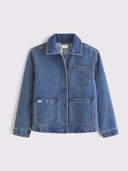 Abercrombie & Fitch Blue Reversible Denim Flannel Jacket - Image 10 of 12