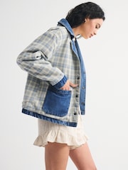 Abercrombie & Fitch Blue Reversible Denim Flannel Jacket - Image 8 of 12