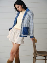 Abercrombie & Fitch Blue Reversible Denim Flannel Jacket - Image 9 of 12