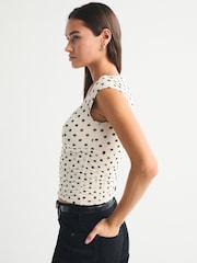 Abercrombie & Fitch White V-Neck Mesh Printed Short Sleeve T-Shirt - Image 3 of 5