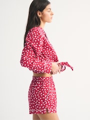 Abercrombie & Fitch Red Cotton Poplin Pyjama Shorts - Image 5 of 8