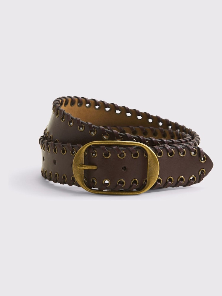 Abercrombie & Fitch Brown Whip Stitch Leather Belt - Image 1 of 1