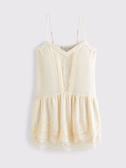 Abercrombie & Fitch Cream V-Neck Lace Ruffle Mini Dress - Image 5 of 5