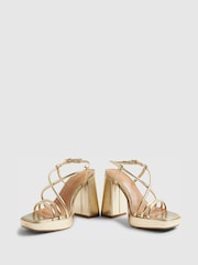 River Island Gold Strappy Heeled Platform Sandals - Image 3 of 6
