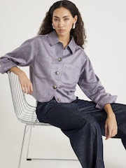 River Island Purple Suedette Pocket Front Overshirt - Image 3 of 4