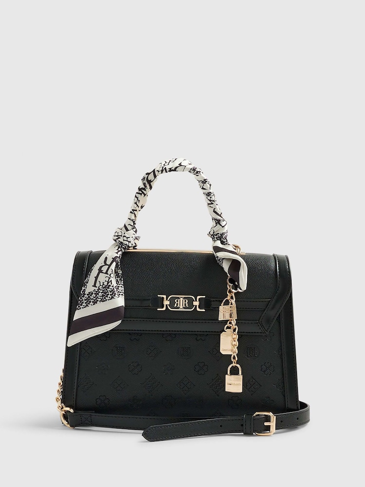 River Island Black Embossed Charm Tote Bag - Image 1 of 5