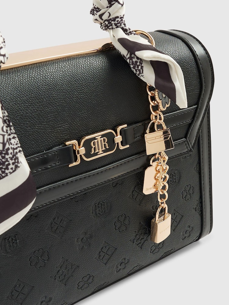 River Island Black Embossed Charm Tote Bag - Image 5 of 5