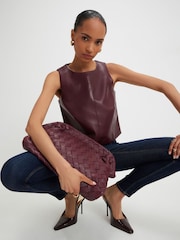 River Island Red Faux Leather Sleeveless Shell Top - Image 2 of 4