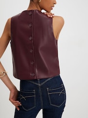 River Island Red Faux Leather Sleeveless Shell Top - Image 3 of 4