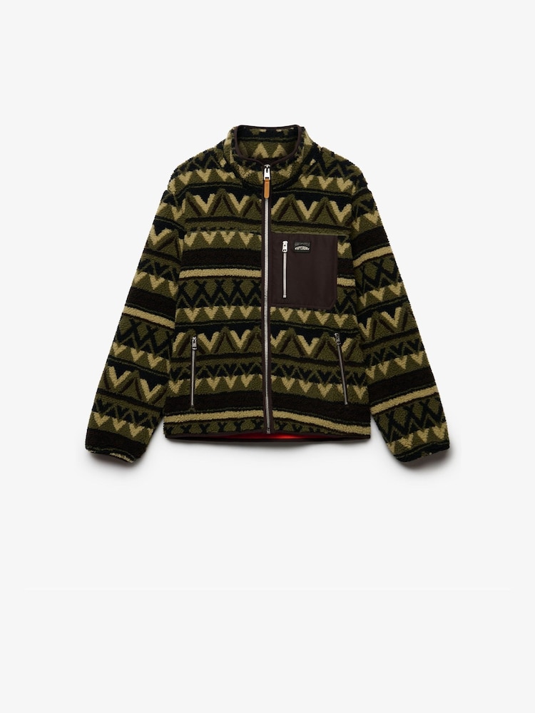 Superdry Green Abstract Zip Through Fleece - Image 1 of 2