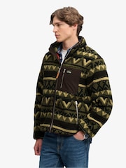Superdry Green Abstract Zip Through Fleece - Image 4 of 6