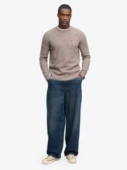 Superdry Dull Brown Brushed Cable Sleeve Jumper - Image 5 of 7