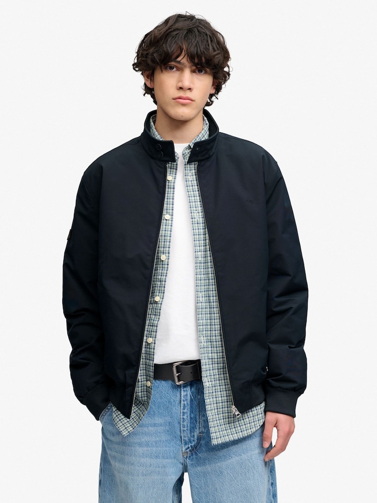 Tumši zils - Superdry Campus polsterēta Harrington jaka - Attēls 1 no 7