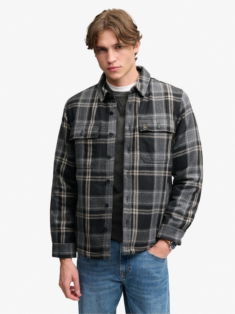 Negro - Sobrecamisa Miller con forro Borreguito de Superdry - Imagen 1 de 7