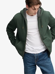 Superdry Green Borg Lined Zip Hoodie - Image 4 of 7