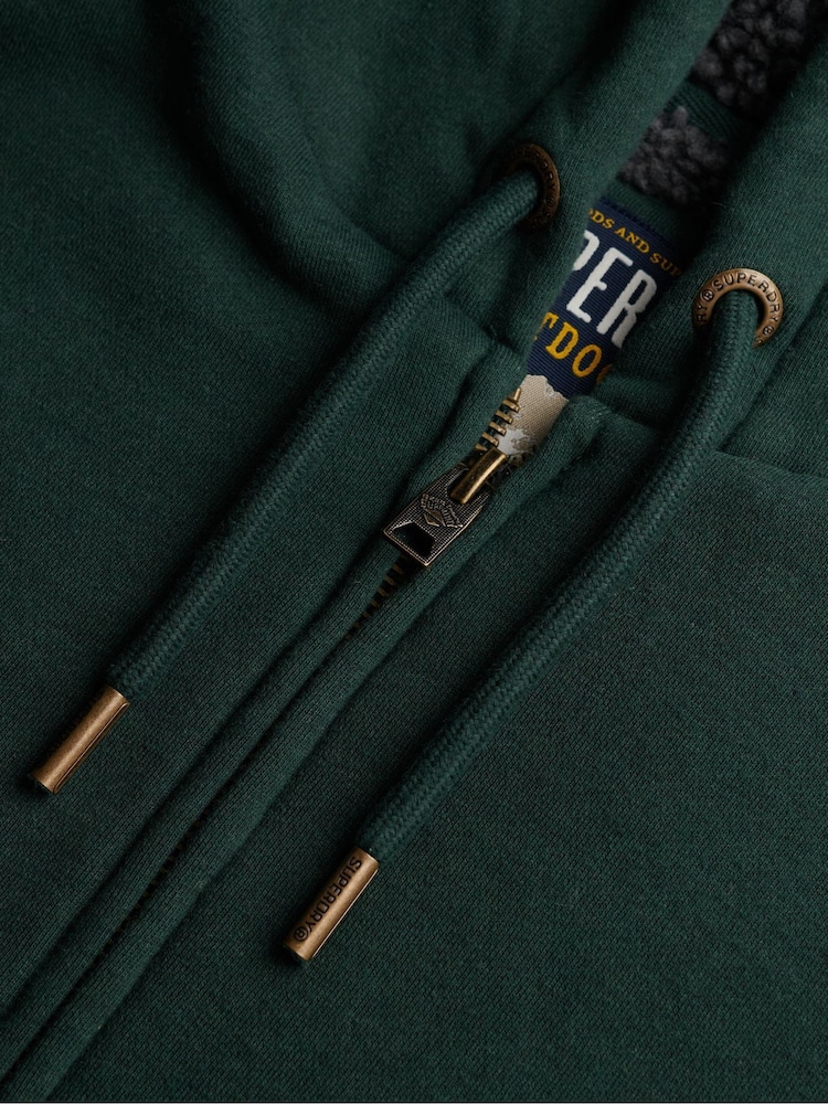 Superdry Green Borg Lined Zip Hoodie - Image 7 of 7 Superdry Green Borg Lined Zip Hoodie - Image 7 of 7