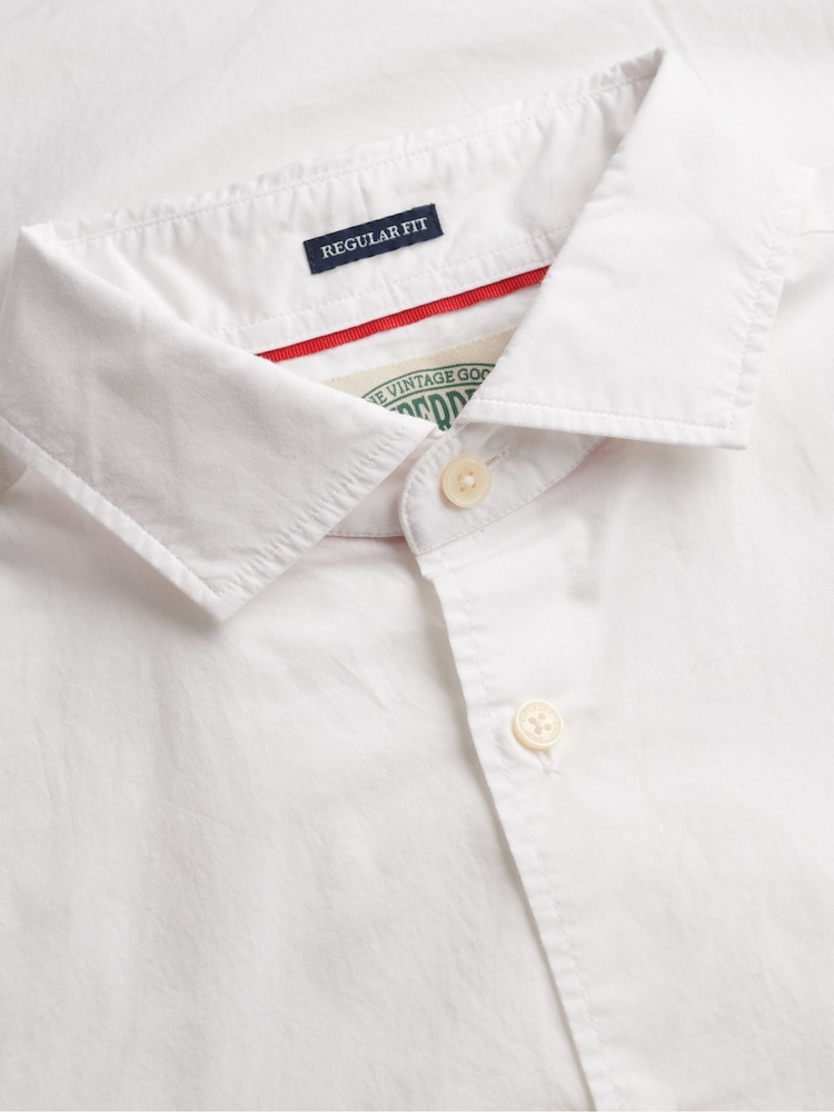 Superdry White Cut Away Poplin Long Sleeve Shirt - Image 7 of 7