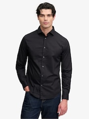 Schwarz - Superdry Cut Away Poplin Long Sleeve Shirt - Bild 1 von 8