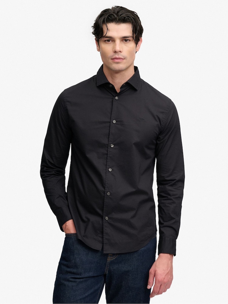 Schwarz - Superdry Cut Away Poplin Long Sleeve Shirt - Bild 1 von 8 Schwarz - Superdry Cut Away Poplin Long Sleeve Shirt - Bild 1 von 8