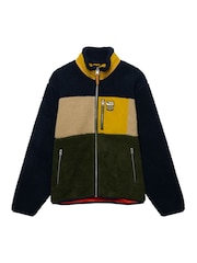 Superdry Blue Colour Block Retro Zip Fleece - Image 1 of 2