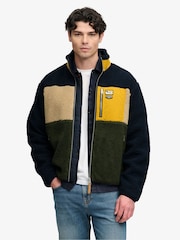 Tamsiai mėlyna/žalia spalvų blokas - „Superdry Vintage Retro“ flisinis megztinis su užtrauktuku - 4 paveikslėlis iš 6