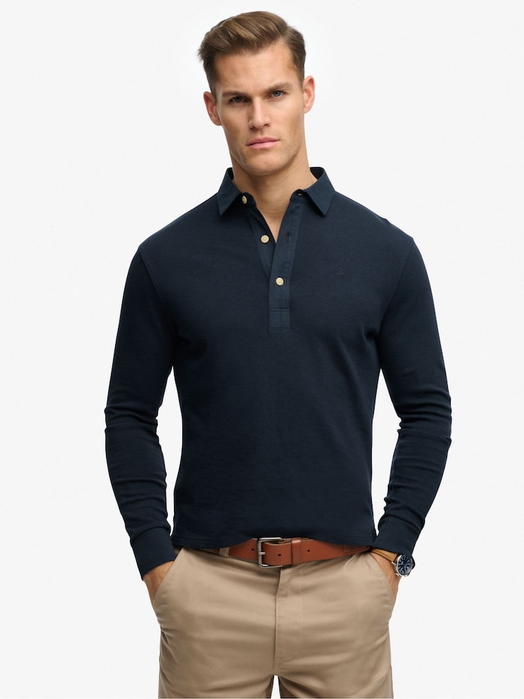 Superdry Blue Classic Rugby Top - Image 1 of 7