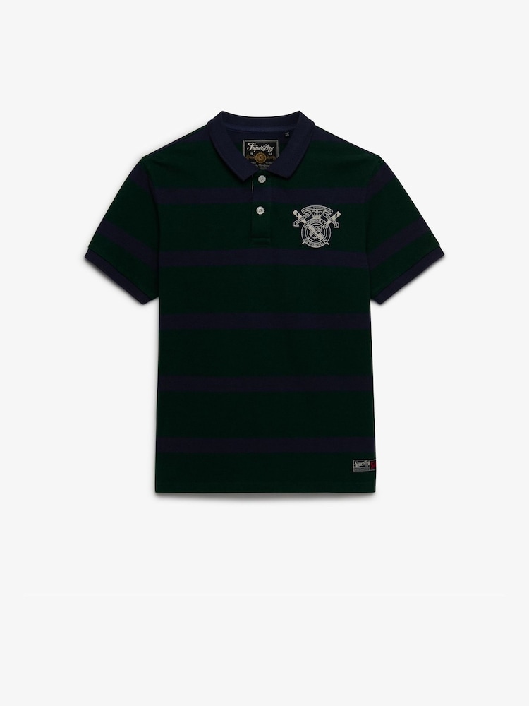 Superdry Blue Crest Stripe Polo - Image 7 of 7