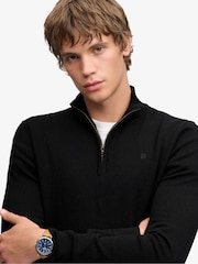 Superdry Black Essential Lambswool Blend 1/2 Zip Jumper - Image 5 of 7