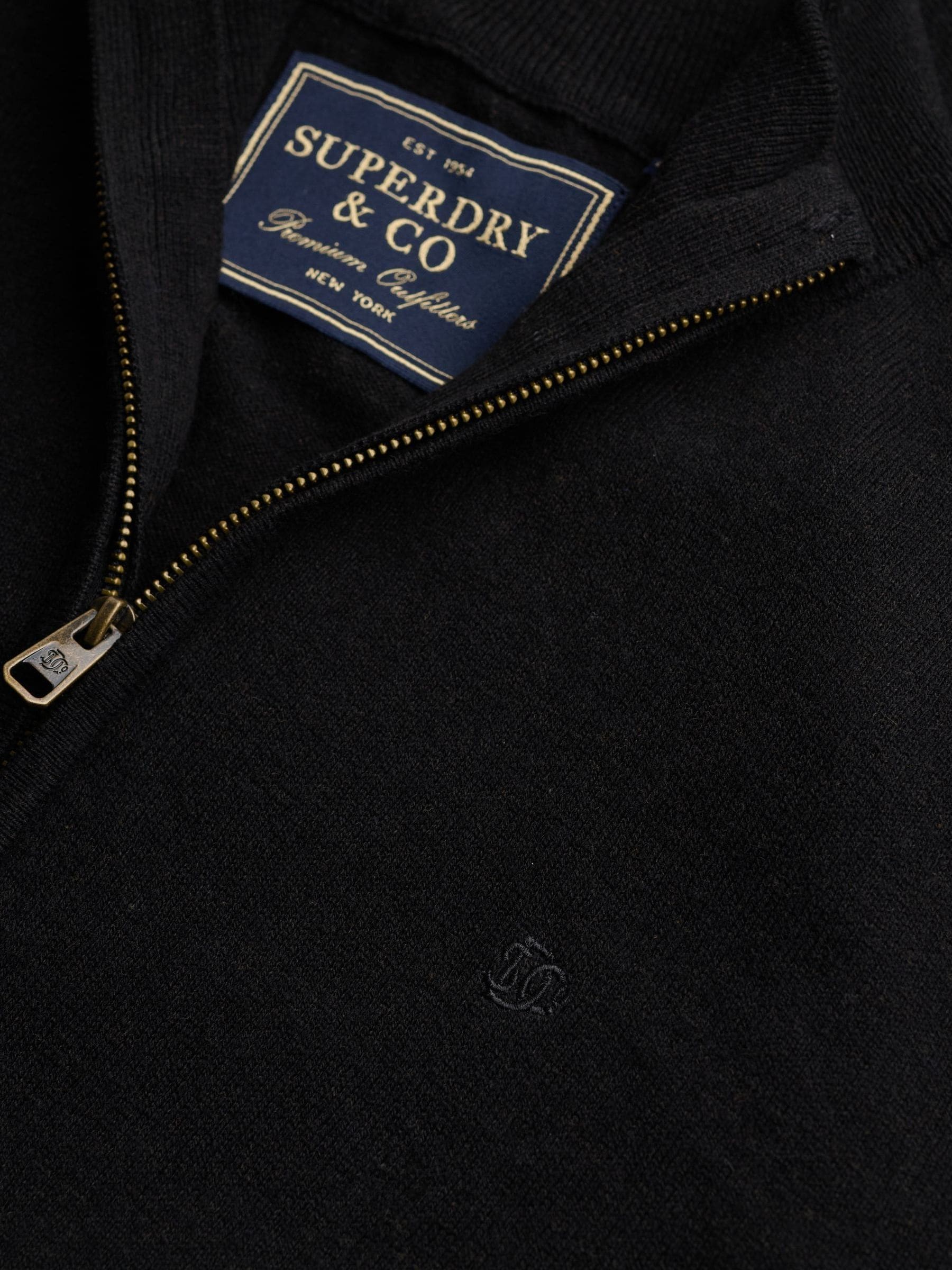Comprar Preto - Superdry Essential Lambswool mistura 1/2 com zíper