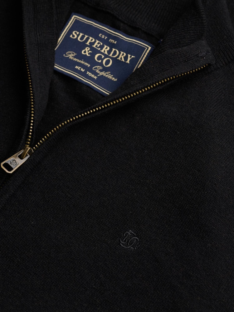 Superdry Black Essential Lambswool Blend 1/2 Zip Jumper - Image 7 of 7