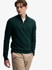 Superdry Green Essential Lambswool Blend 1/2 Zip Jumper - Image 3 of 7