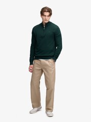 Superdry Green Essential Lambswool Blend 1/2 Zip Jumper - Image 4 of 7
