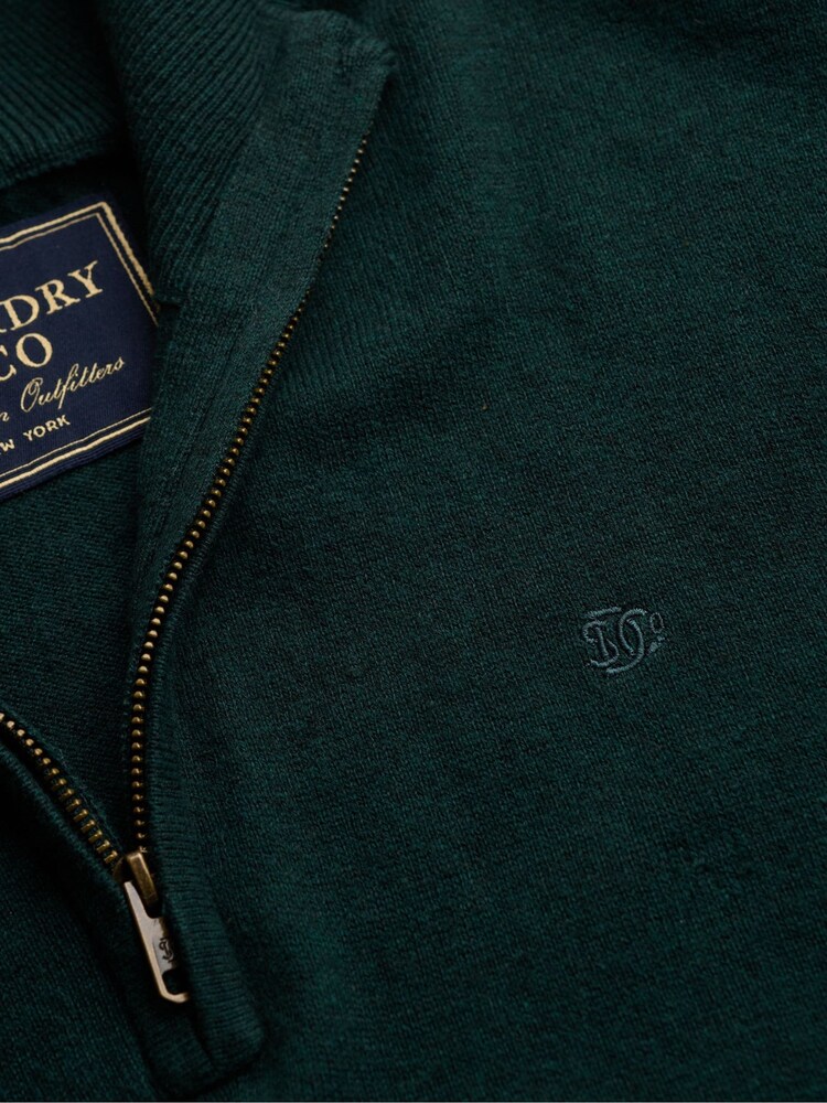 Superdry Green Essential Lambswool Blend 1/2 Zip Jumper - Image 7 of 7