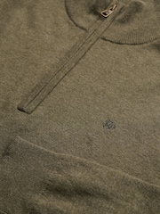 Superdry Olive Green Essential Lambswool Blend 1/2 Zip Jumper - Image 2 of 2
