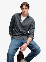 Blau - Superdry Essentials langärmliges Chambray-Hemd - Bild 5 von 7