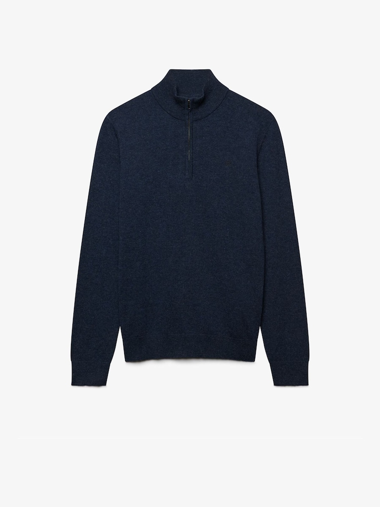 Superdry Blue Essential Lambswool Blend 1/2 Zip Jumper - Image 1 of 2