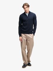 Superdry Blue Essential Lambswool Blend 1/2 Zip Jumper - Image 3 of 7